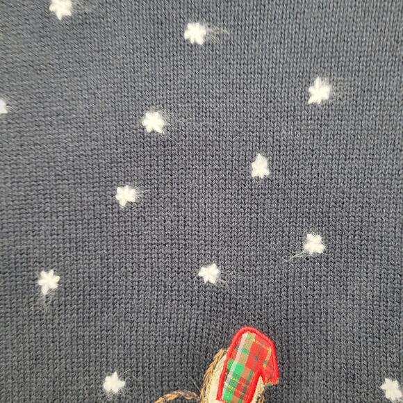 Black Christmas Cottagecore Country Cabin knitted Snowflake Holiday Sweater - Picture 6 of 6